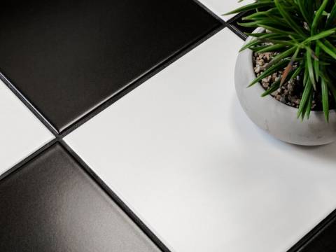 Matt Satin Black & White 20x20 Wall and Floor Tile